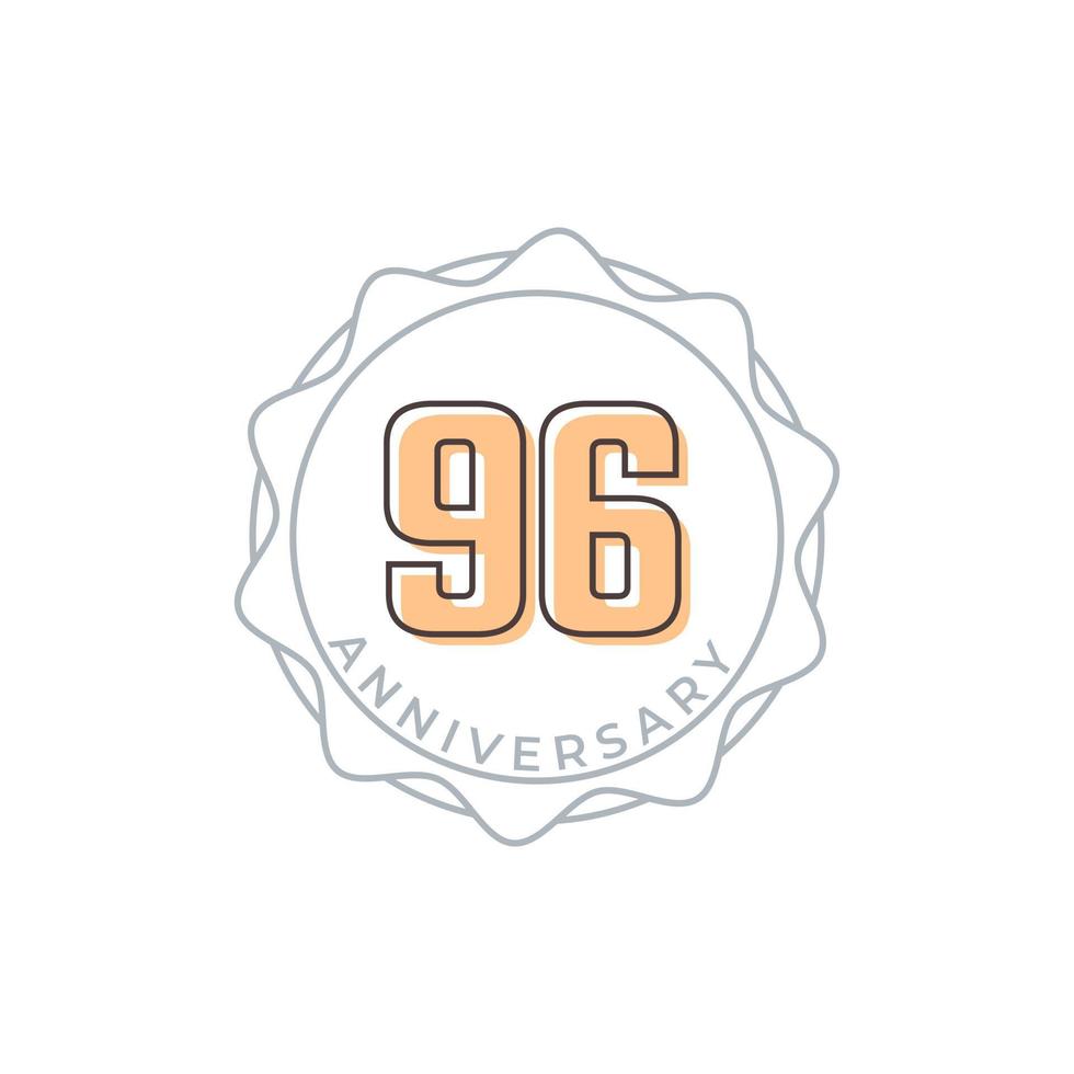 96 Year Anniversary Celebration Vector Badge. Happy Anniversary Greeting Celebrates Template Design Illustration