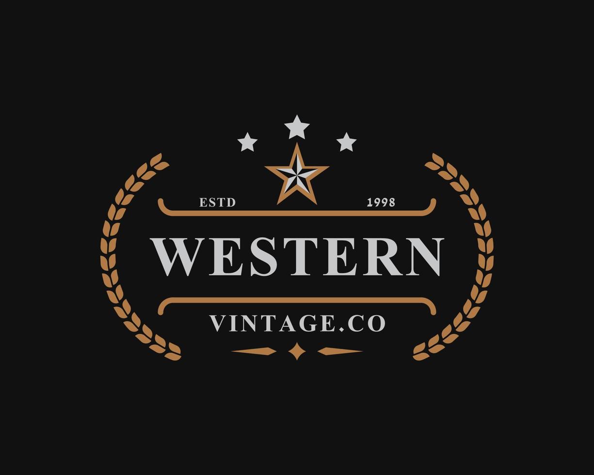 insignia retro vintage para el elemento de plantilla de diseño de logotipo de texas del emblema del país occidental vector
