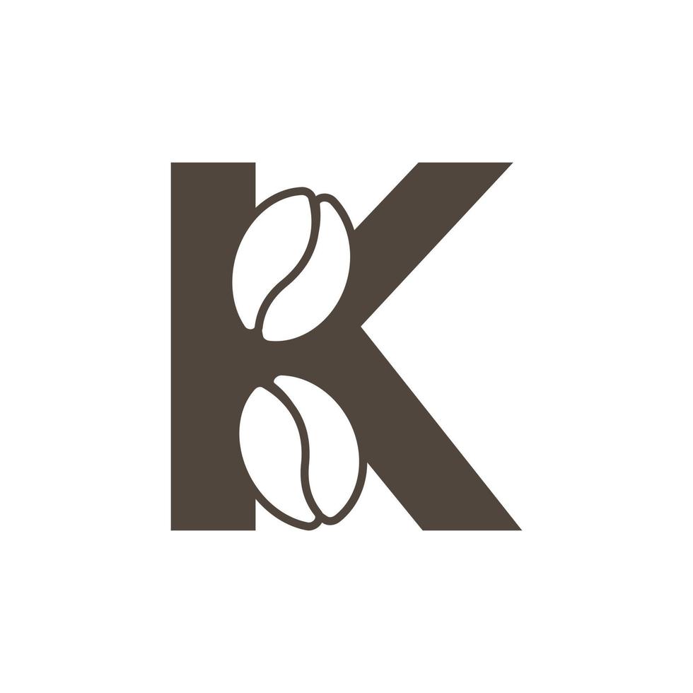 logotipo de la cafetería. letra k con icono de café de espacio negativo dentro. plantilla de diseño vectorial vector