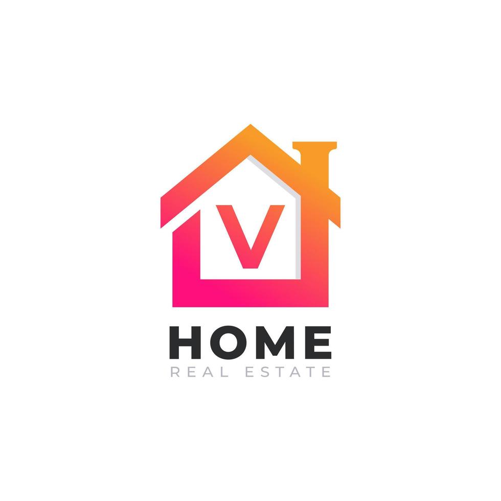 Initial Letter V Home House Logo Design. Real Estate Logo Concept. Vector Illustration