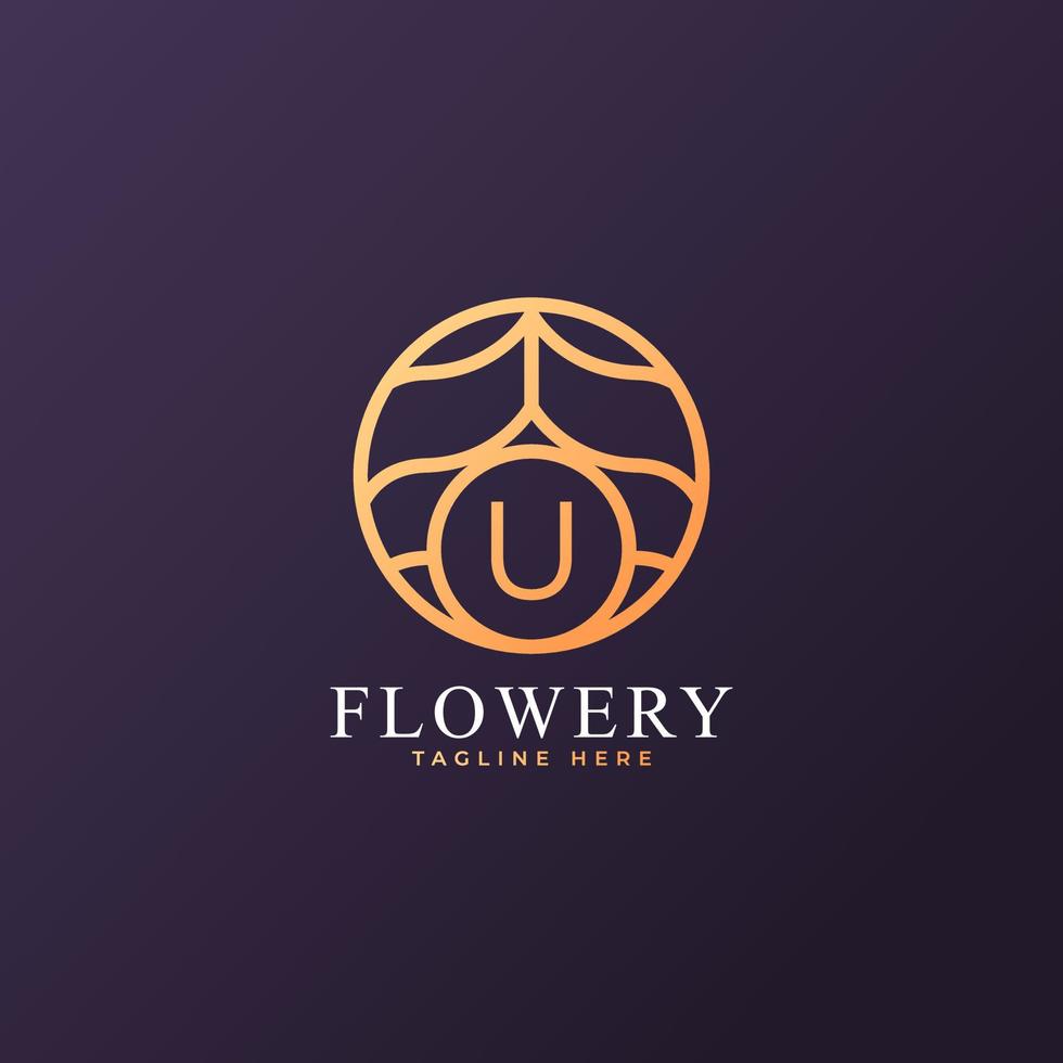 Flower Initial Letter U Logo Design Template Element. Eps10 Vector