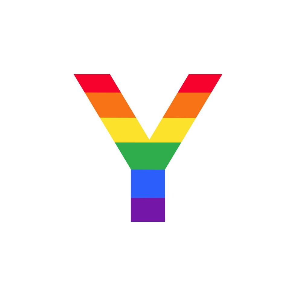 letra y coloreada en el diseño del logotipo del color del arco iris inspiración para el concepto lgbt vector