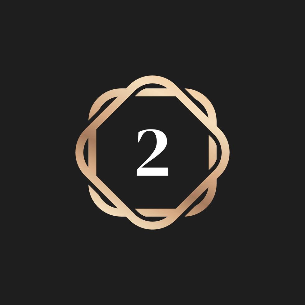 Number 2 Logo Icon with Pattern Vector Element