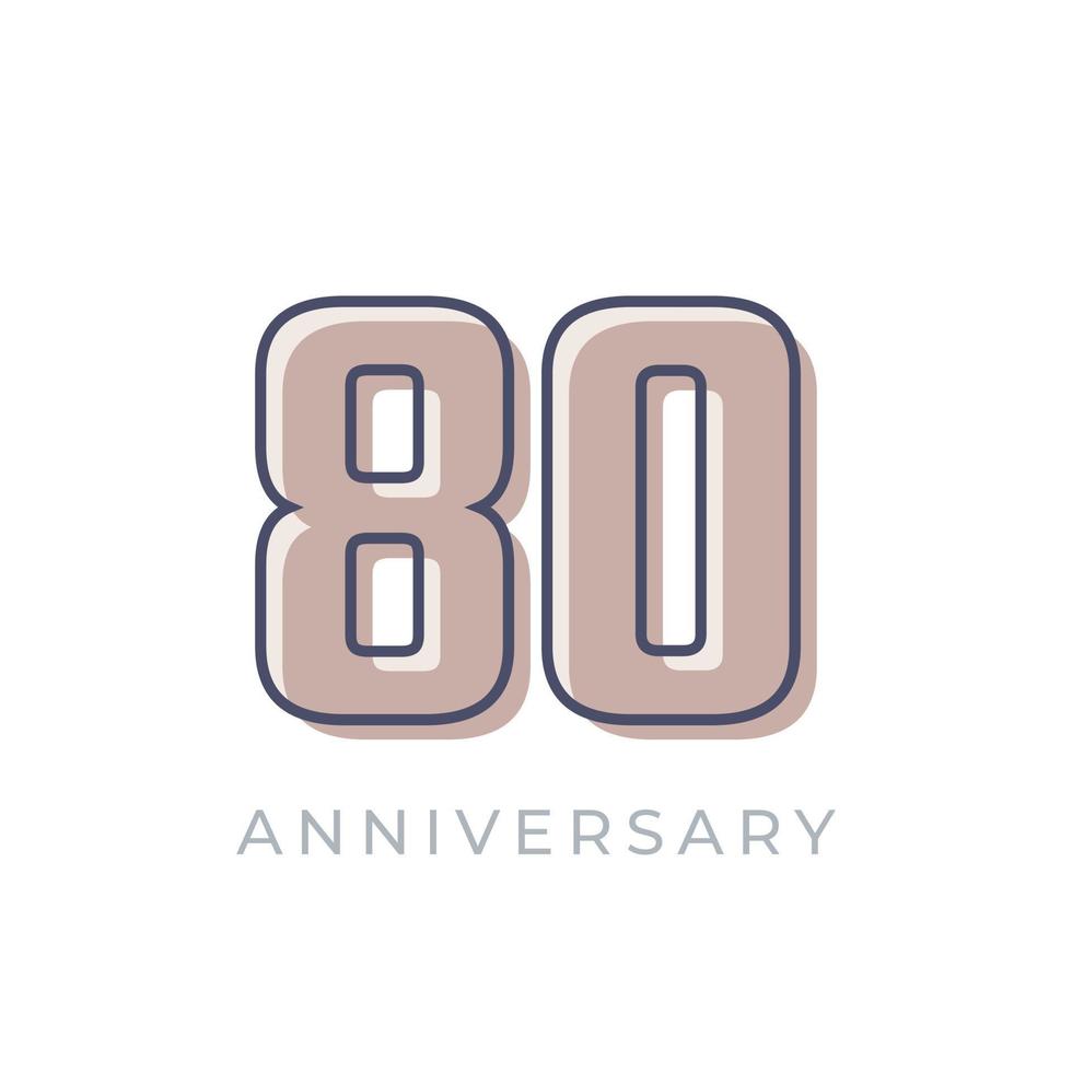 80 Year Anniversary Celebration Vector. Happy Anniversary Greeting Celebrates Template Design Illustration vector