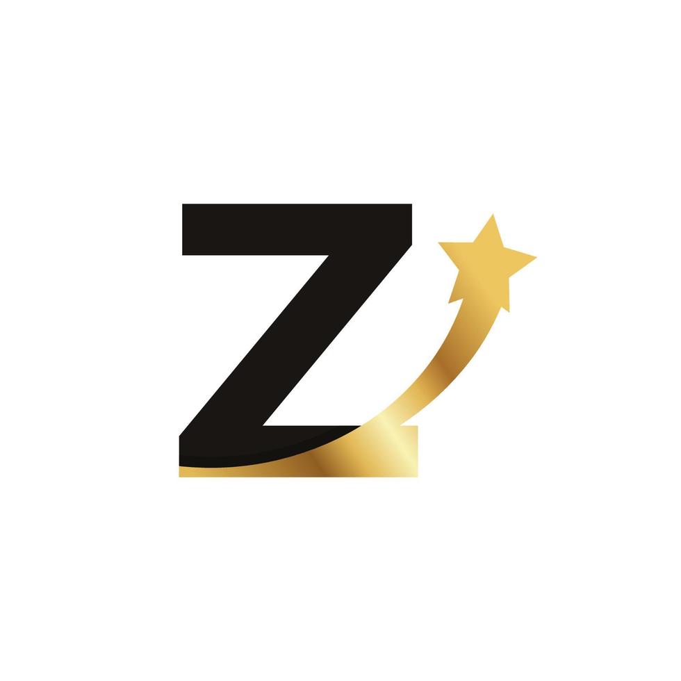 letra inicial z golden star logo icono símbolo elemento de plantilla vector