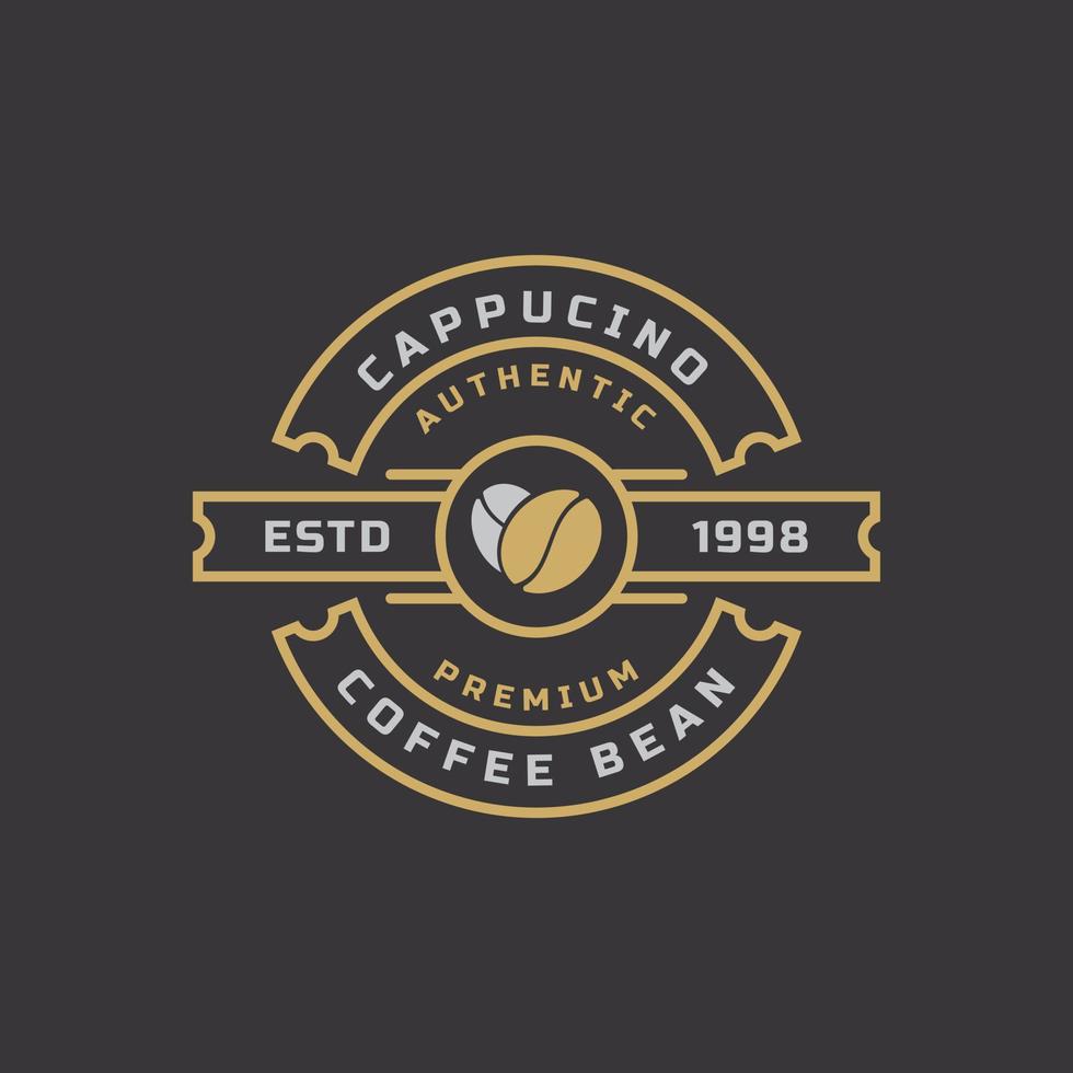 Vintage Retro Badge for Coffee Shop Logo with Coffee Beans Symbol Design Template Element vector