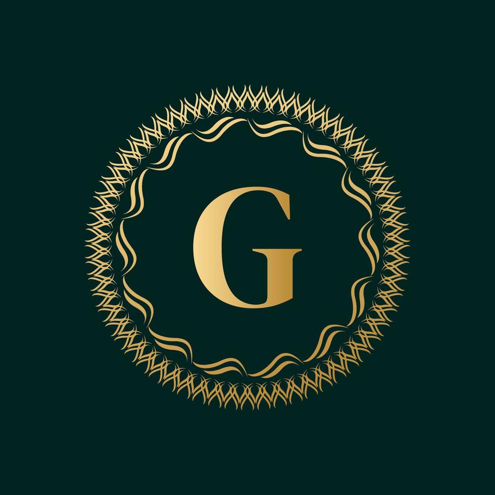 Emblem Letter G Weaving Circle Monogram Graceful Template. Simple Logo Design for Luxury Crest, Royalty, Business Card, Boutique, Hotel, Heraldic. Calligraphic Vintage Border. Vector Illustration
