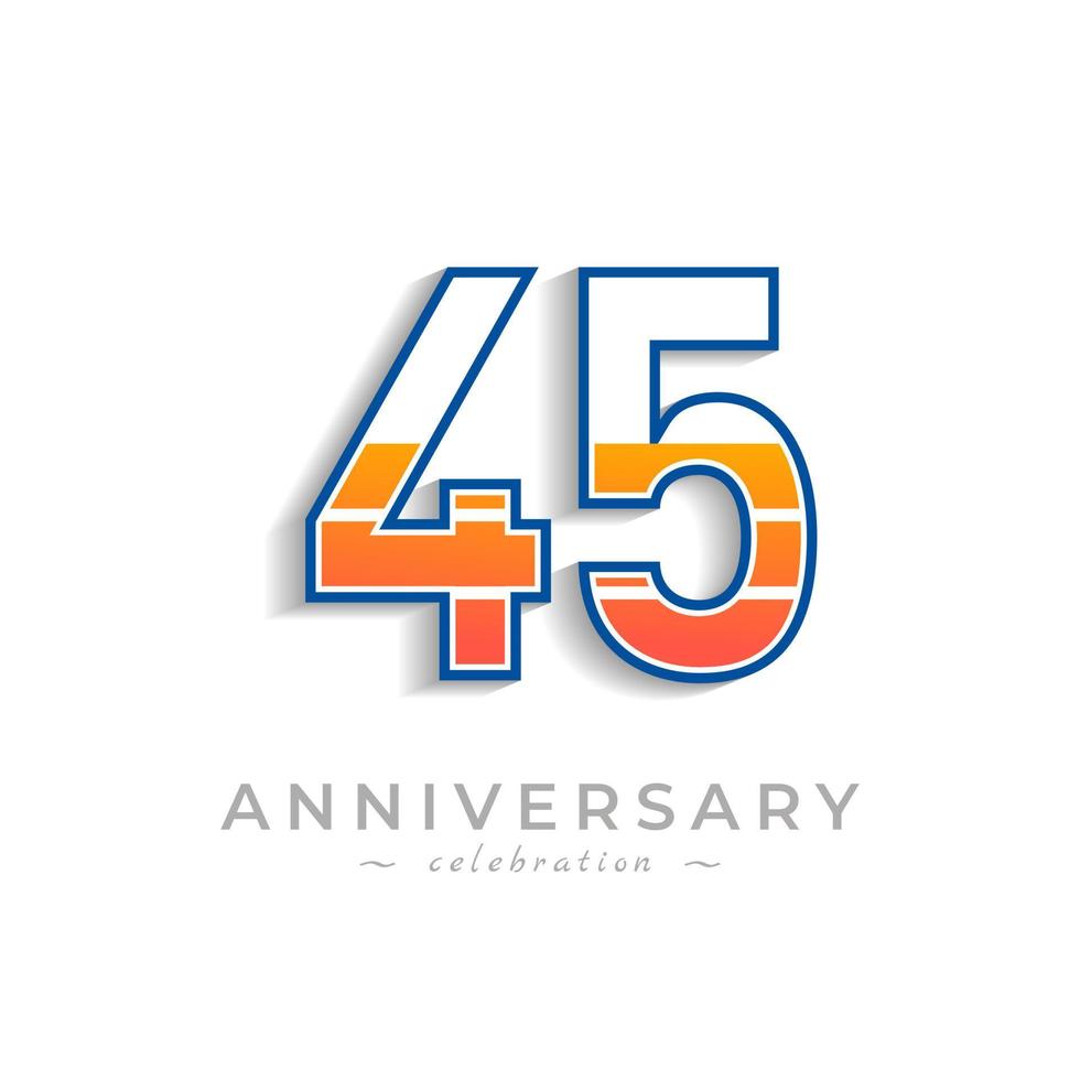 Celebración del aniversario de 45 años con batería de icono de carga para evento de celebración, boda, tarjeta de felicitación e invitación aislada en fondo blanco vector