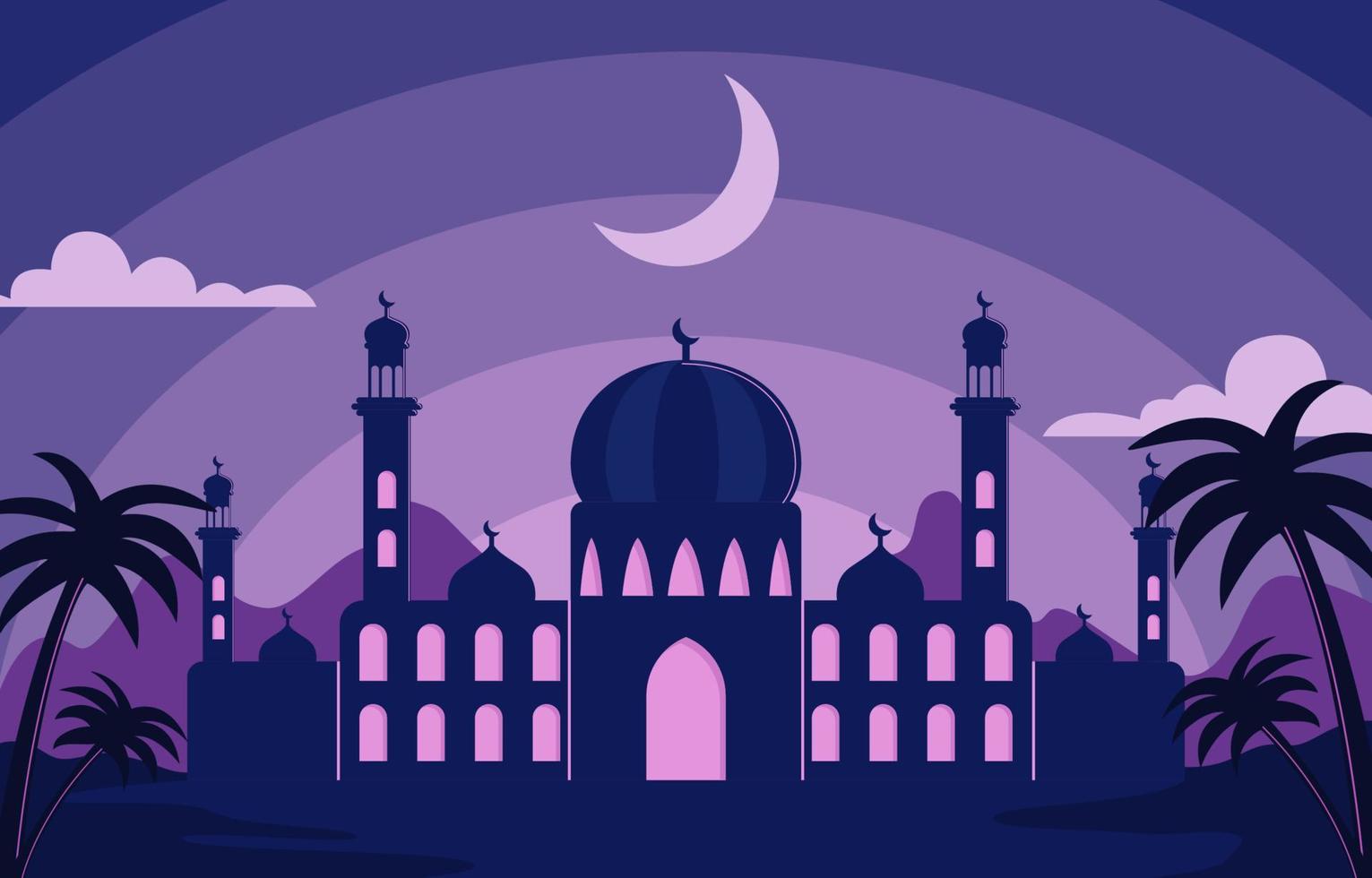 Flat Silhouette Ramadan Month Background vector
