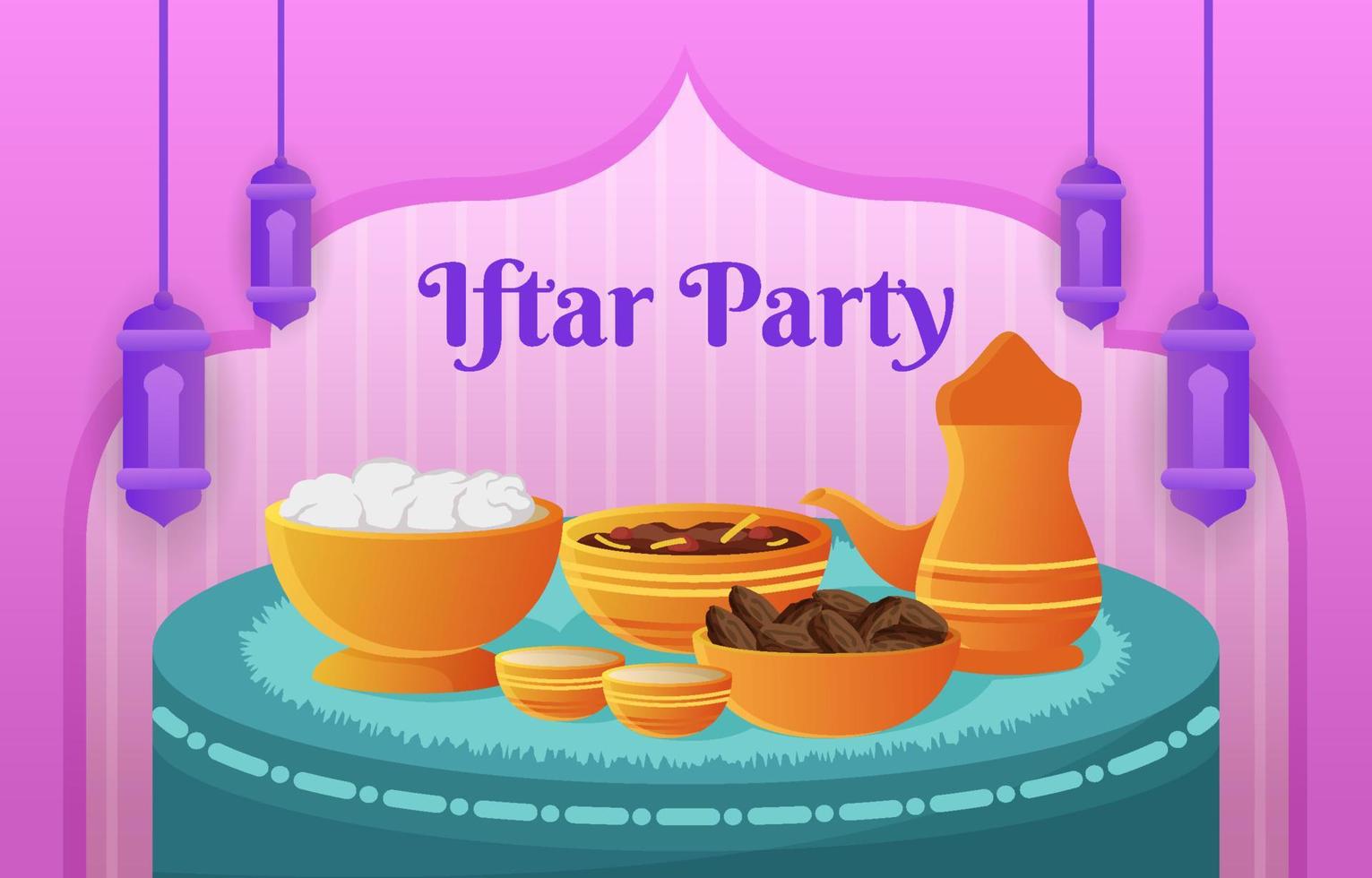 Iftar Food Background Concept vector