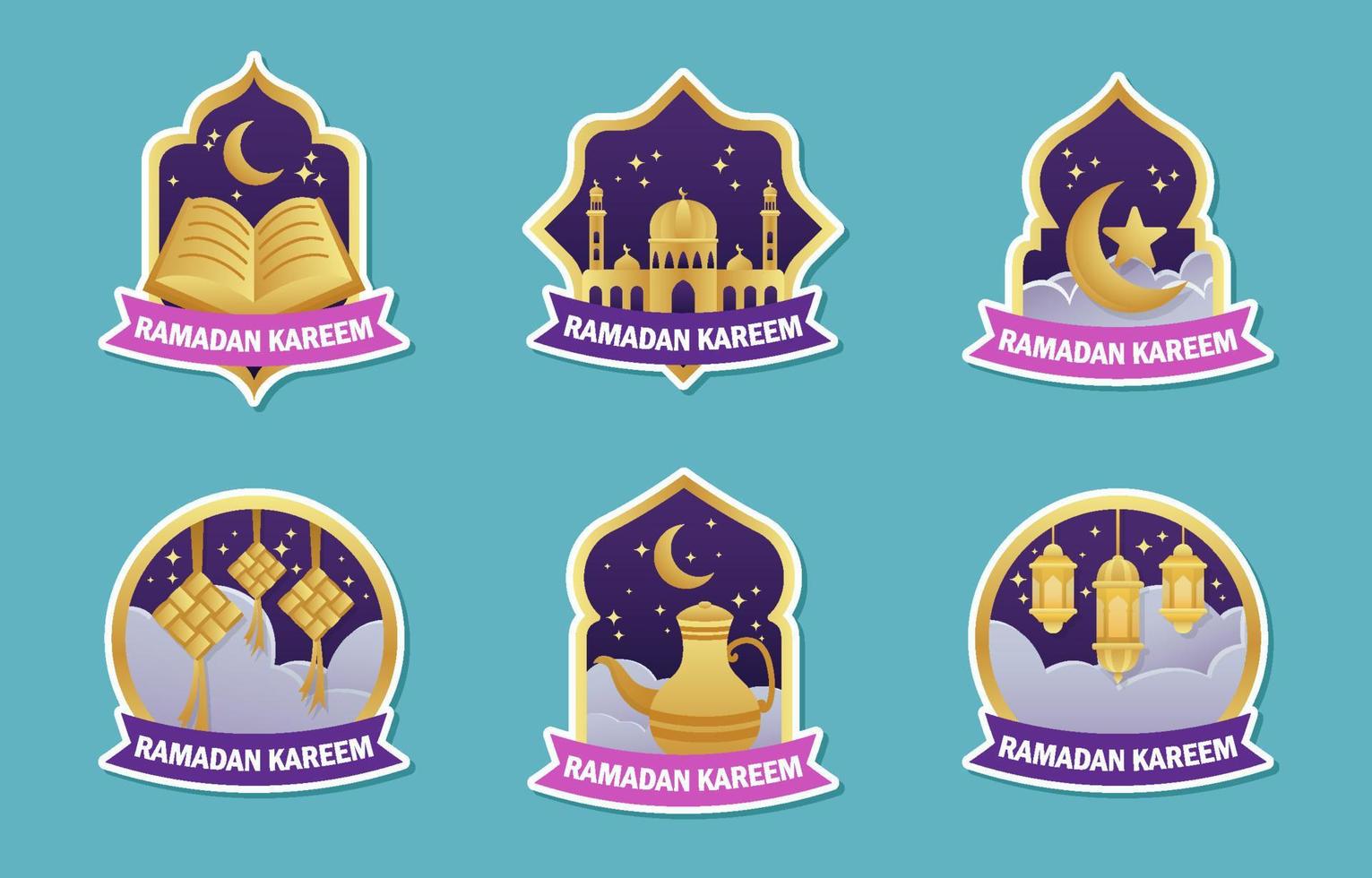 Ramadan Kareem Sticker Set vector