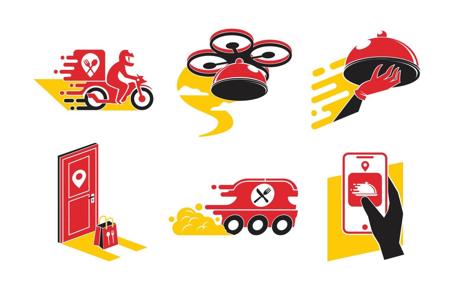 Contactless Food Delivery Logo Set vector