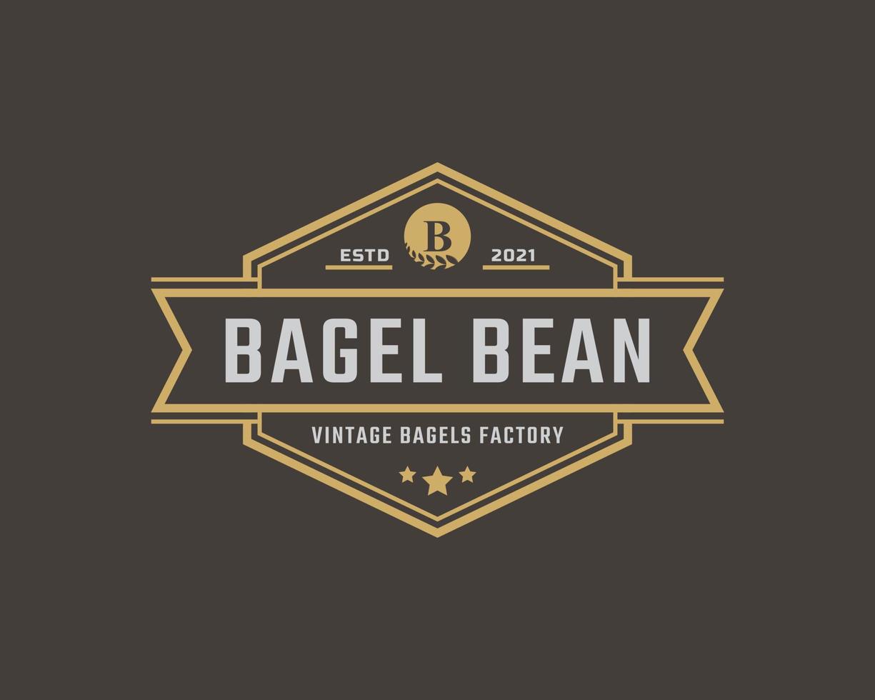 insignia de etiqueta vintage retro rústica letra b para inspiración de diseño de logotipo de bagels vector
