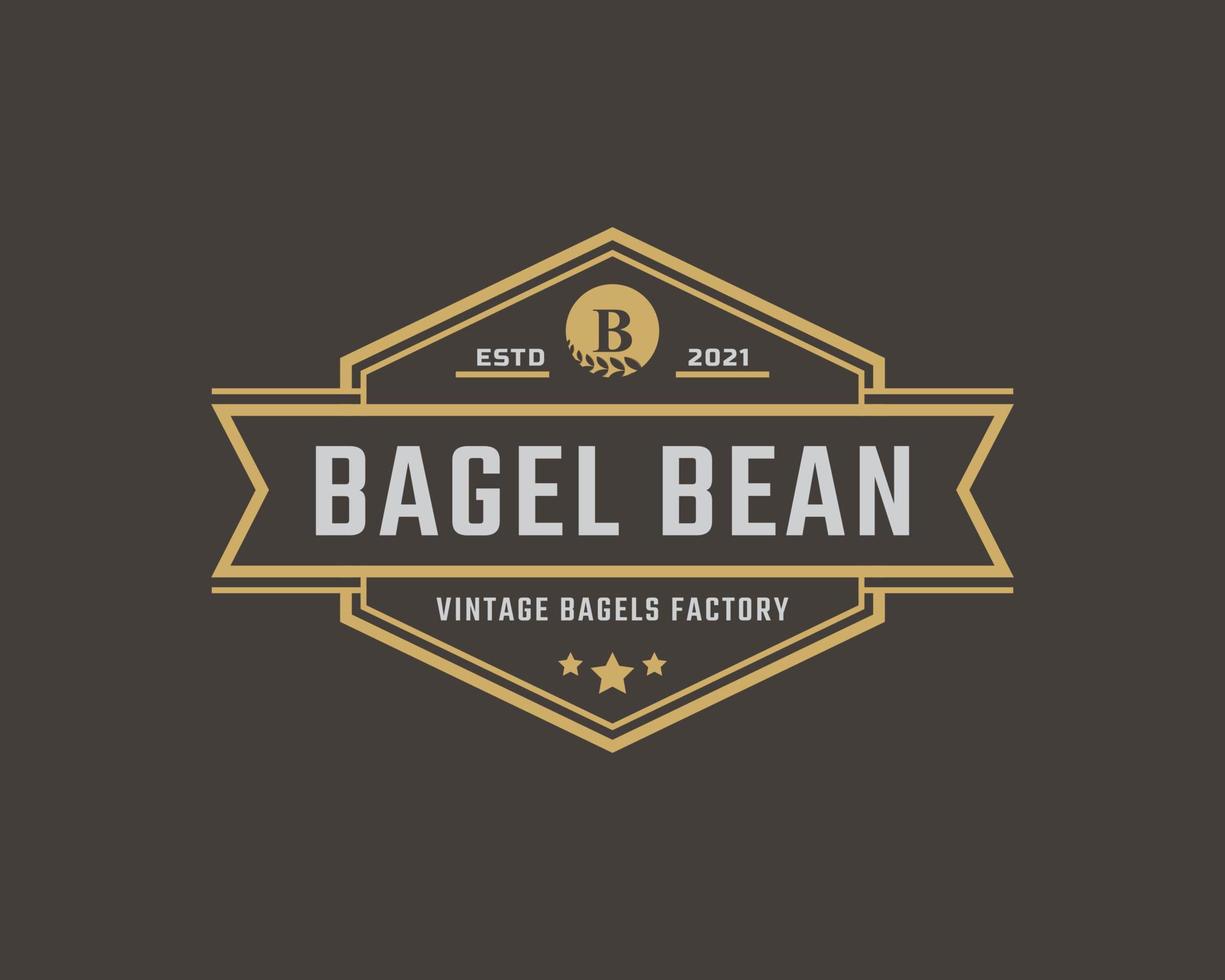 Rustic Retro Vintage Label Badge Letter B for Bagels Logo Design Inspiration vector