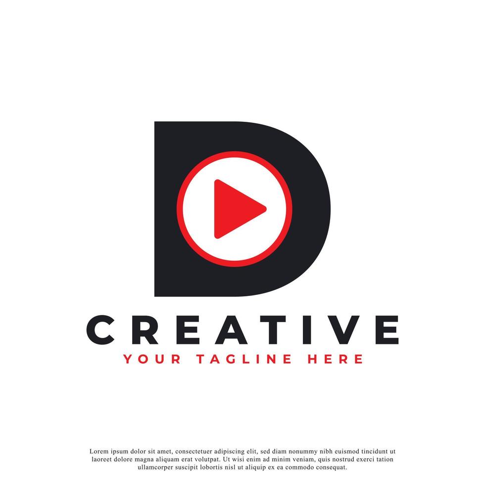 Creative Modern Play Letter D Icon. Music and Video Logo Element. Usable for Business and Technology Logos. vector