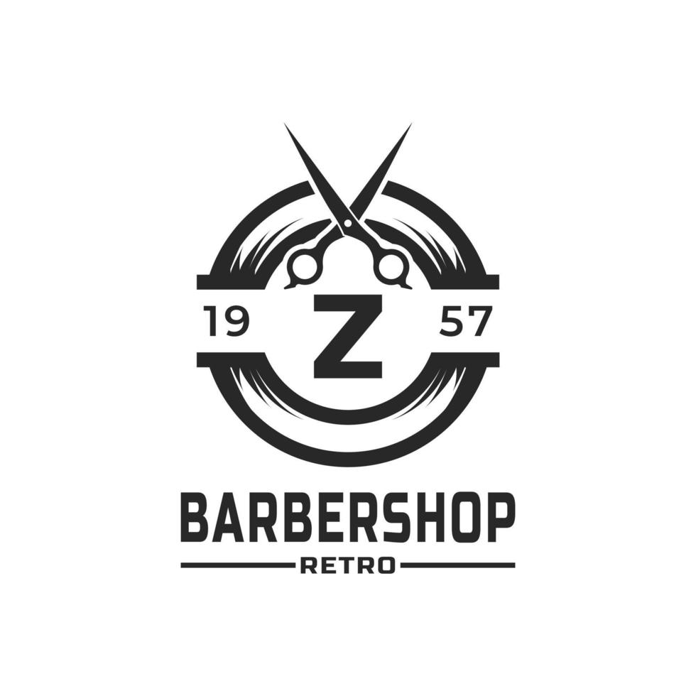 Letter Z Vintage Barber Shop Badge and Logo Design Inspiration vector