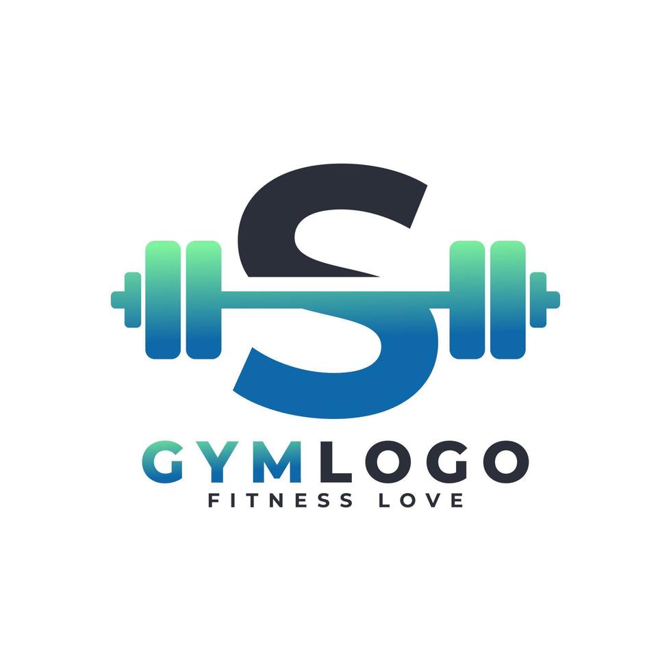 logotipo de la letra s con barra. logotipo del gimnasio de fitness. diseño de logotipo vectorial de elevación para gimnasio y fitness. plantilla de logotipo de letra del alfabeto vector