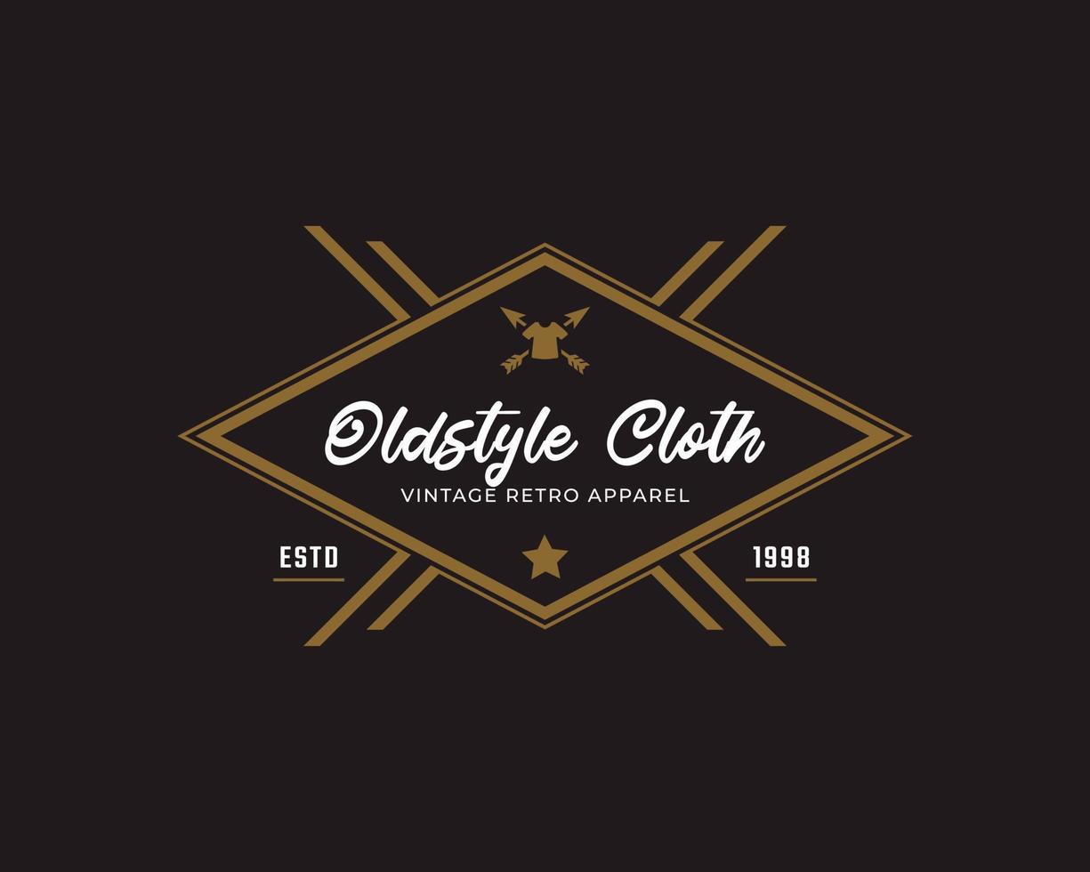 insignia de etiqueta retro vintage clásica para prendas de vestir elemento de plantilla de diseño de emblema de logotipo de estilo antiguo vector