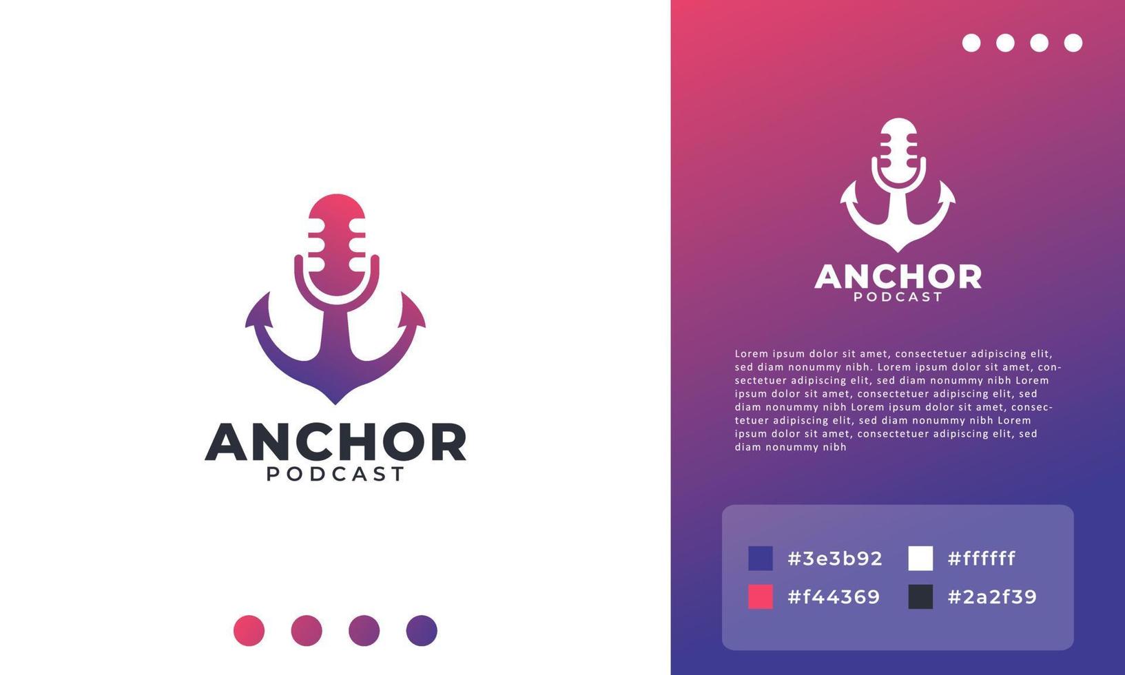 elemento de plantilla de diseño de logotipo de podcast de anclaje simple vector