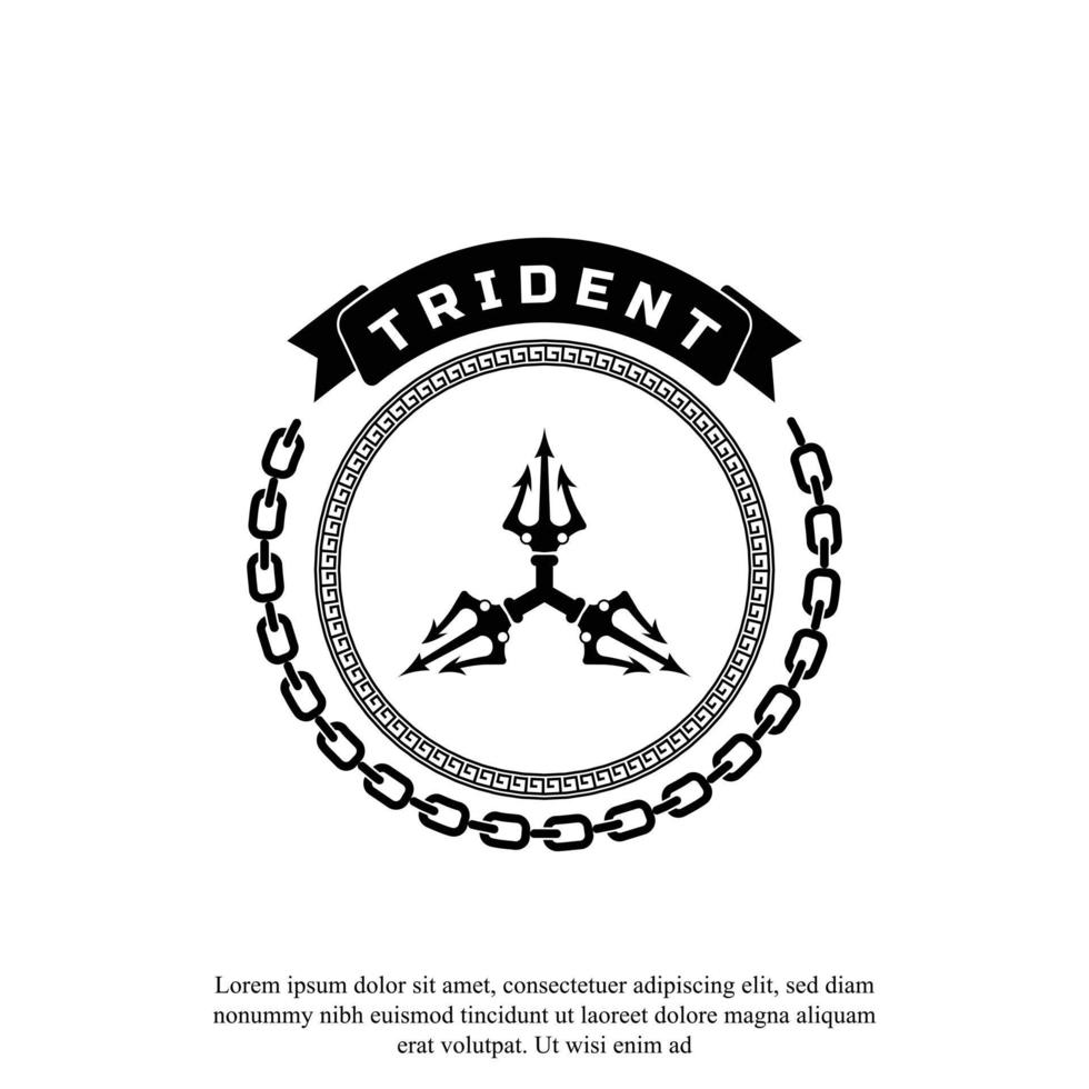 Classic Vintage Trident Neptune God Poseidon Triton King Spear Logo Icon Design Template vector