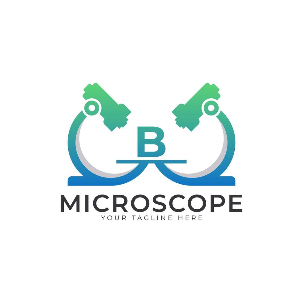 Laboratory Logo. Initial Letter B Microscope Logo Design Template Element. vector