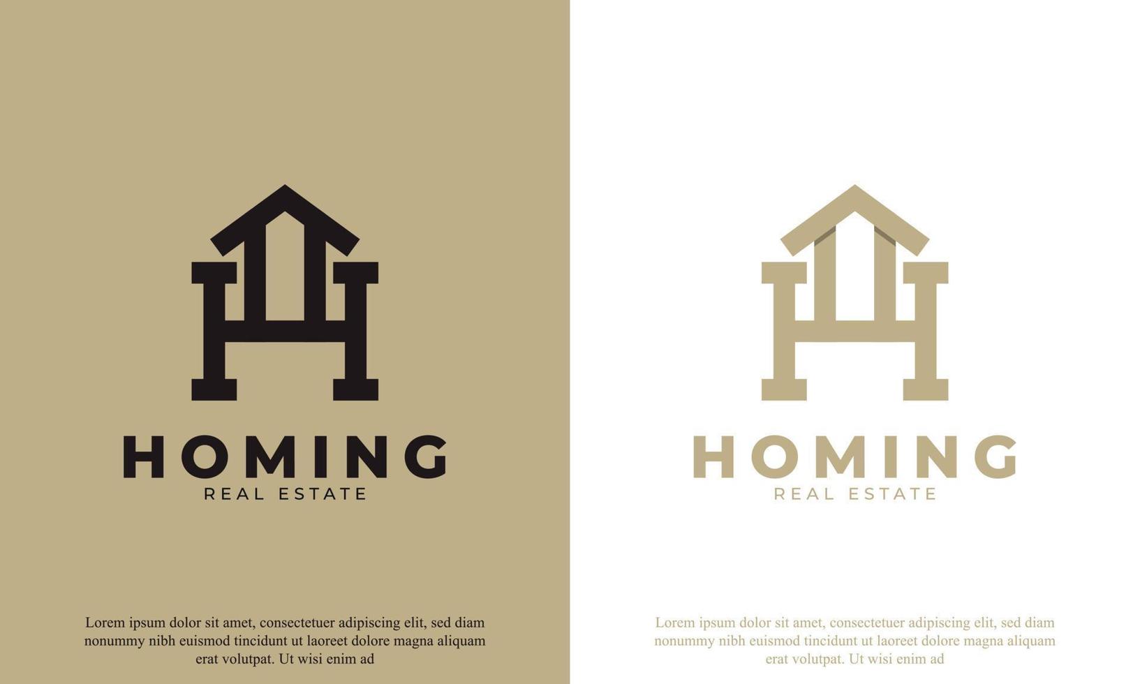 Initial Letter H with House Icon for Real Estate Property Logo Design Template Element vector