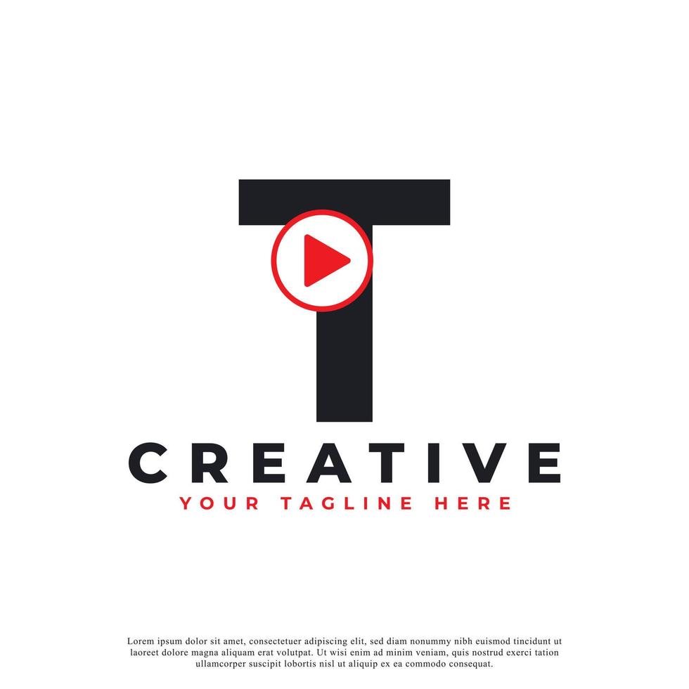 Creative Modern Play Letter T Icon. Music and Video Logo Element. Usable for Business and Technology Logos. vector