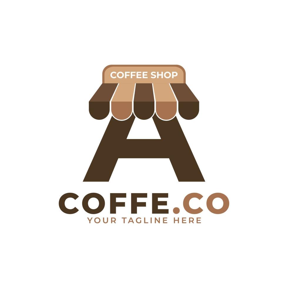 Coffee Time. Modern Initial Letter A Coffee Shop Logo Vector Illustration