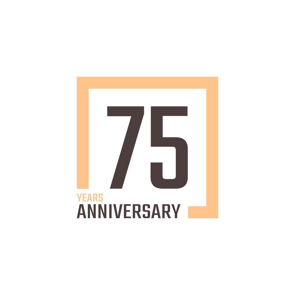 75 Year Anniversary Celebration Vector with Square Shape. Happy Anniversary Greeting Celebrates Template Design Illustration