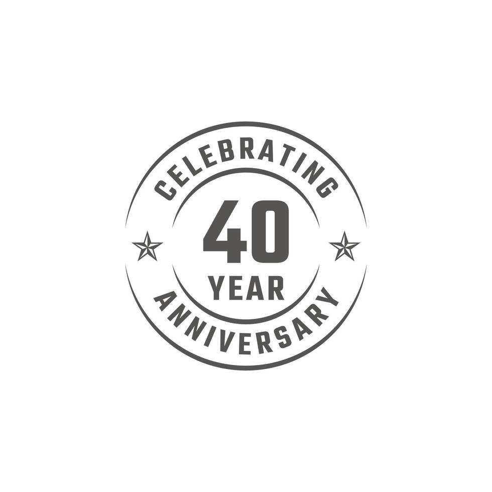 Insignia de emblema de celebración de aniversario de 40 años con color gris para evento de celebración, boda, tarjeta de felicitación e invitación aislada en fondo blanco vector