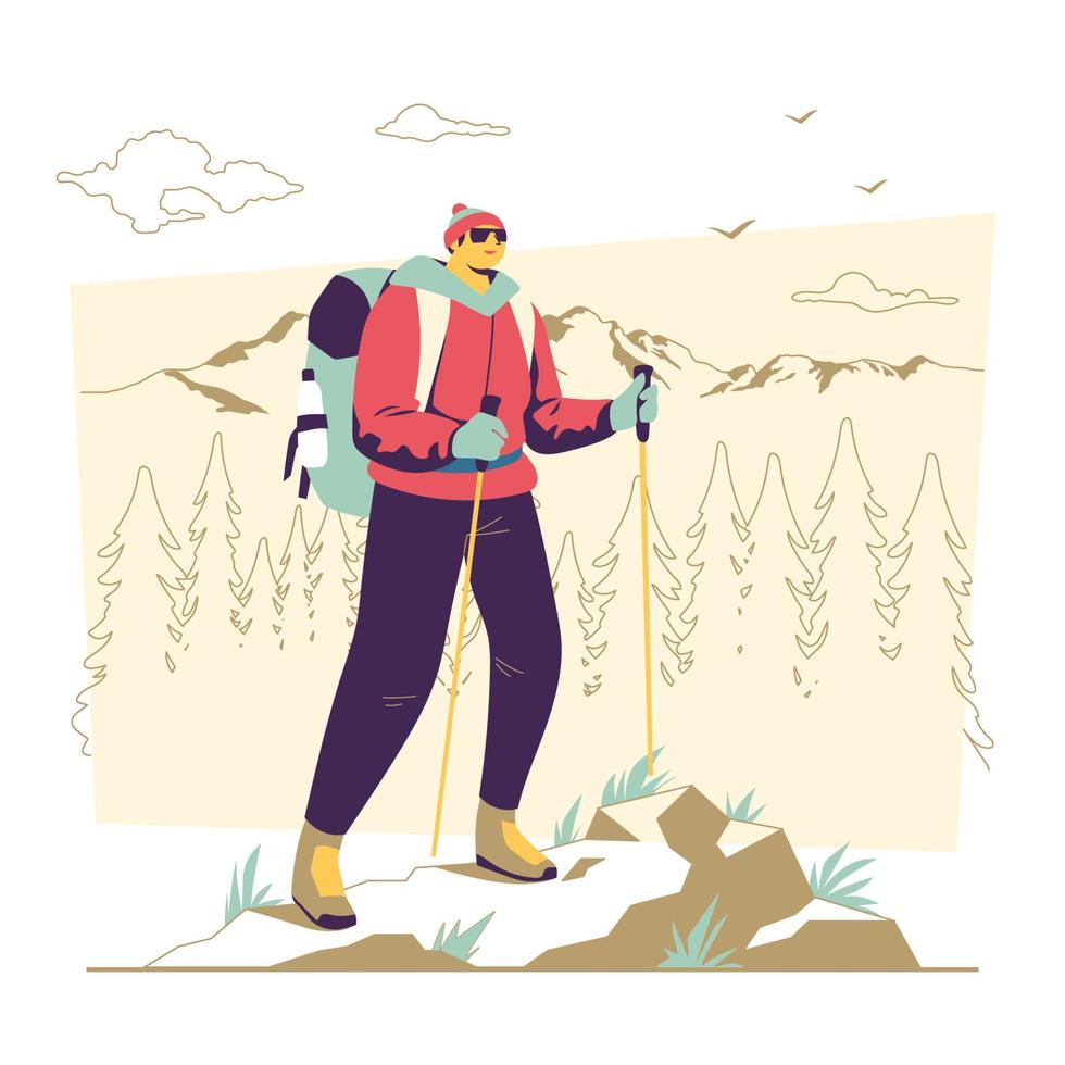 Mountain Hiker Concept vector