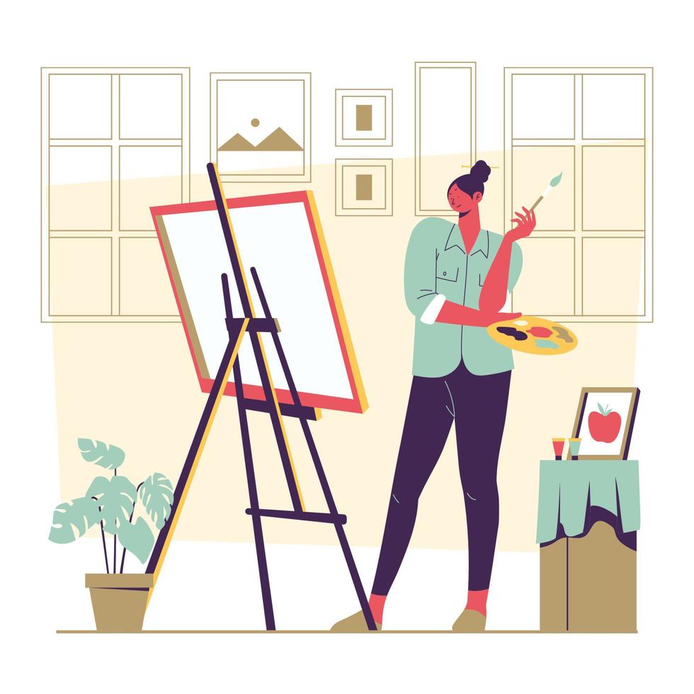 Female Painting Artist Concept vector