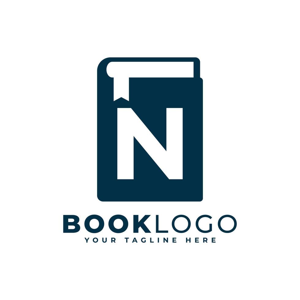 Letter Initial N Book Logo Design. Usable for Education, Business and Building Logos. Flat Vector Logo Design Ideas Template Element