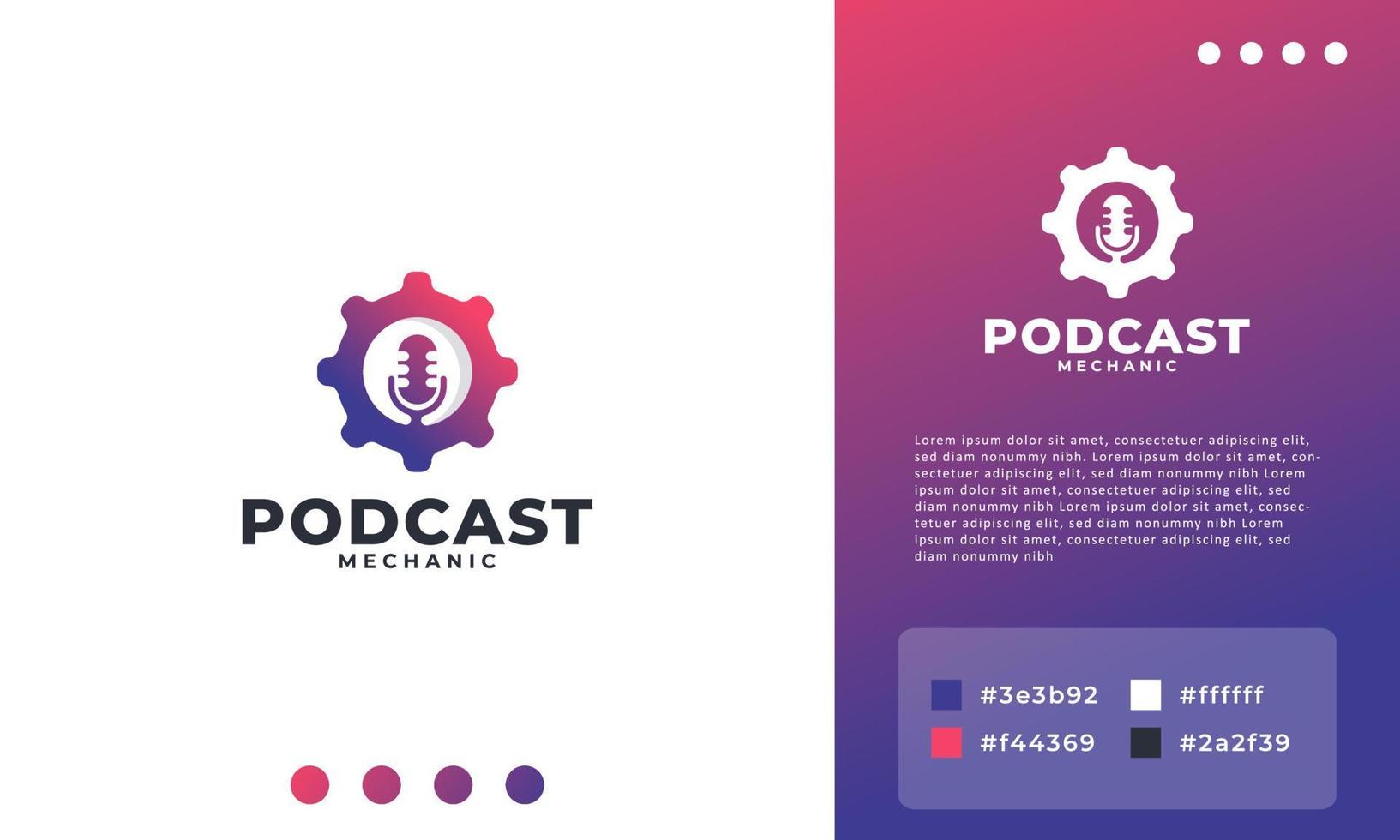 elemento de plantilla de diseño de logotipo de podcast de engranaje simple vector