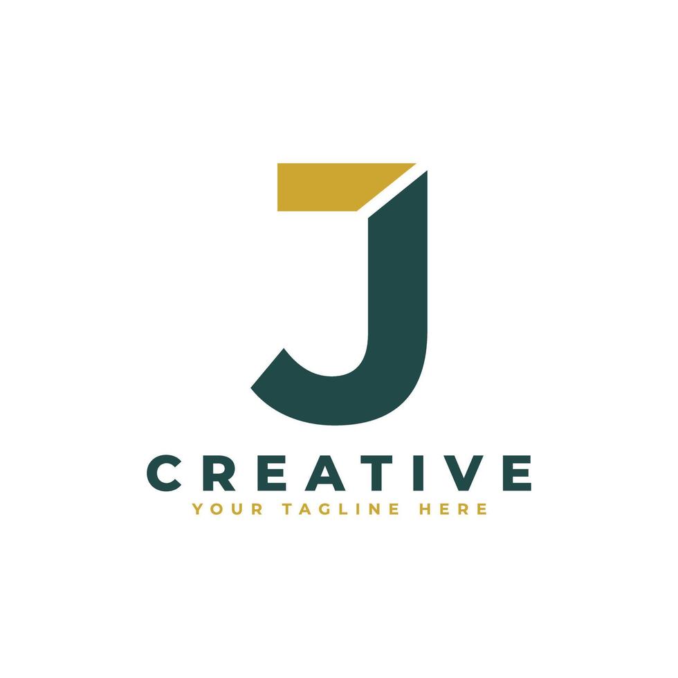 Modern Initial Letter J Logo. Gold and Green Geometric Shape. Usable for Business and Branding Logos. vector