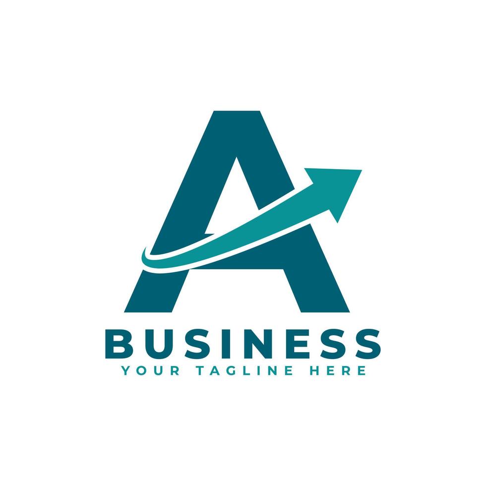 Letter A with Swoosh Arrow Up Logo Design. Creative Letter Mark Suitable for Company Brand Identity, Travel, Start up, Logistic, Business Chart or Graph Logo Template vector
