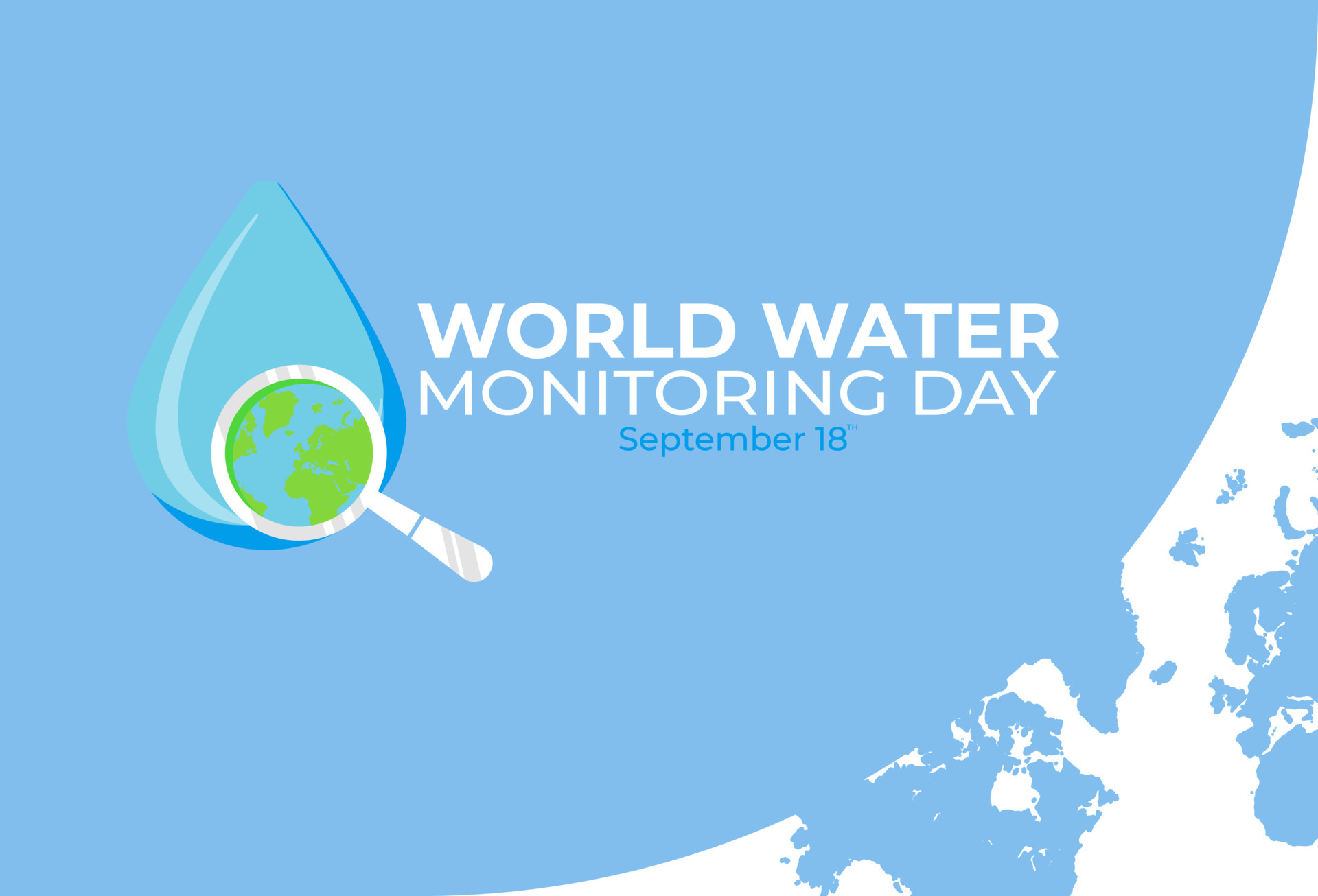Flat Design Illustration Of World Water Monitoring Day Template, Design