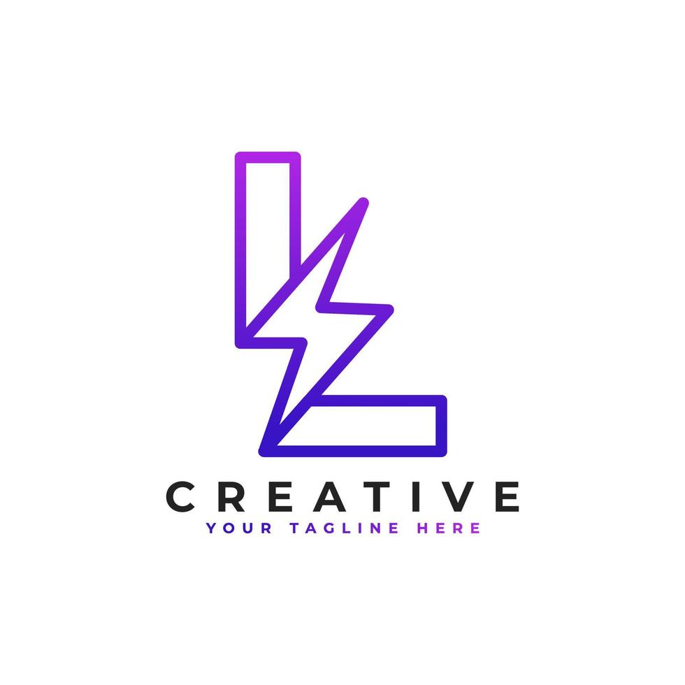 Initial Letter L Logo With Lighting Thunder Bolt in Linear Style. Alphabet Suitable for Fast, Power, Flash, Electric, Identity, Moving and Speed. vector
