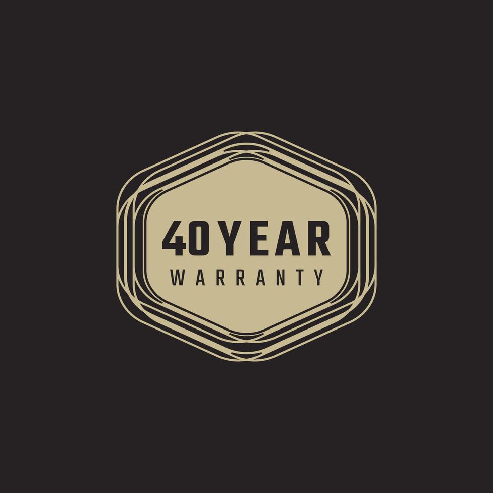 40 Year Anniversary Warranty Celebration with Golden Color for Celebration Event, Wedding, Greeting card, and Invitation Isolated on Black Background vector