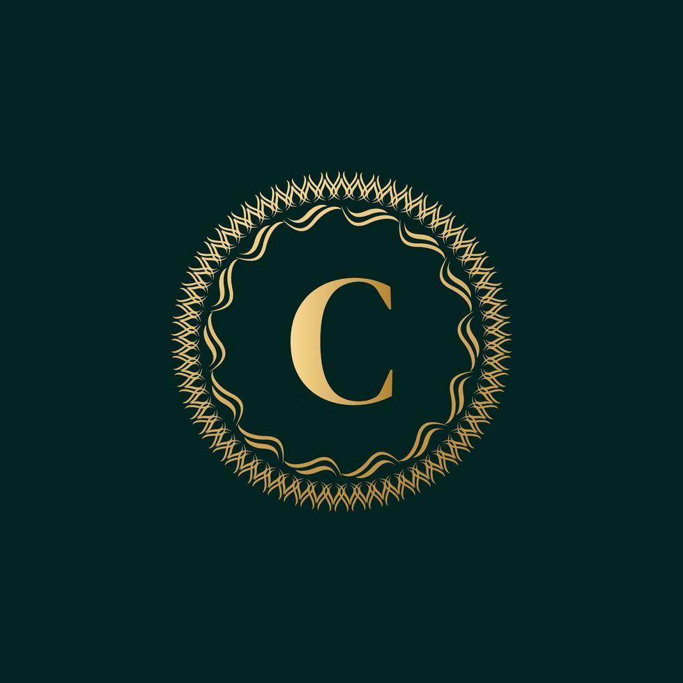 emblema letra c tejido círculo monograma elegante plantilla. diseño de logotipo simple para cresta de lujo, realeza, tarjeta de visita, boutique, hotel, heráldica. borde vintage caligráfico. ilustración vectorial vector