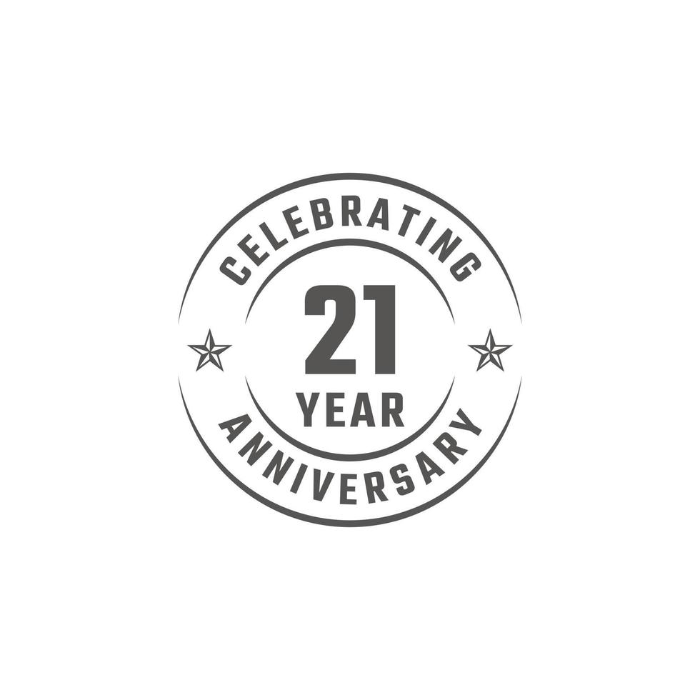 21 Year Anniversary Celebration Emblem Badge with Gray Color for Celebration Event, Wedding, Greeting card, and Invitation Isolated on White Background vector