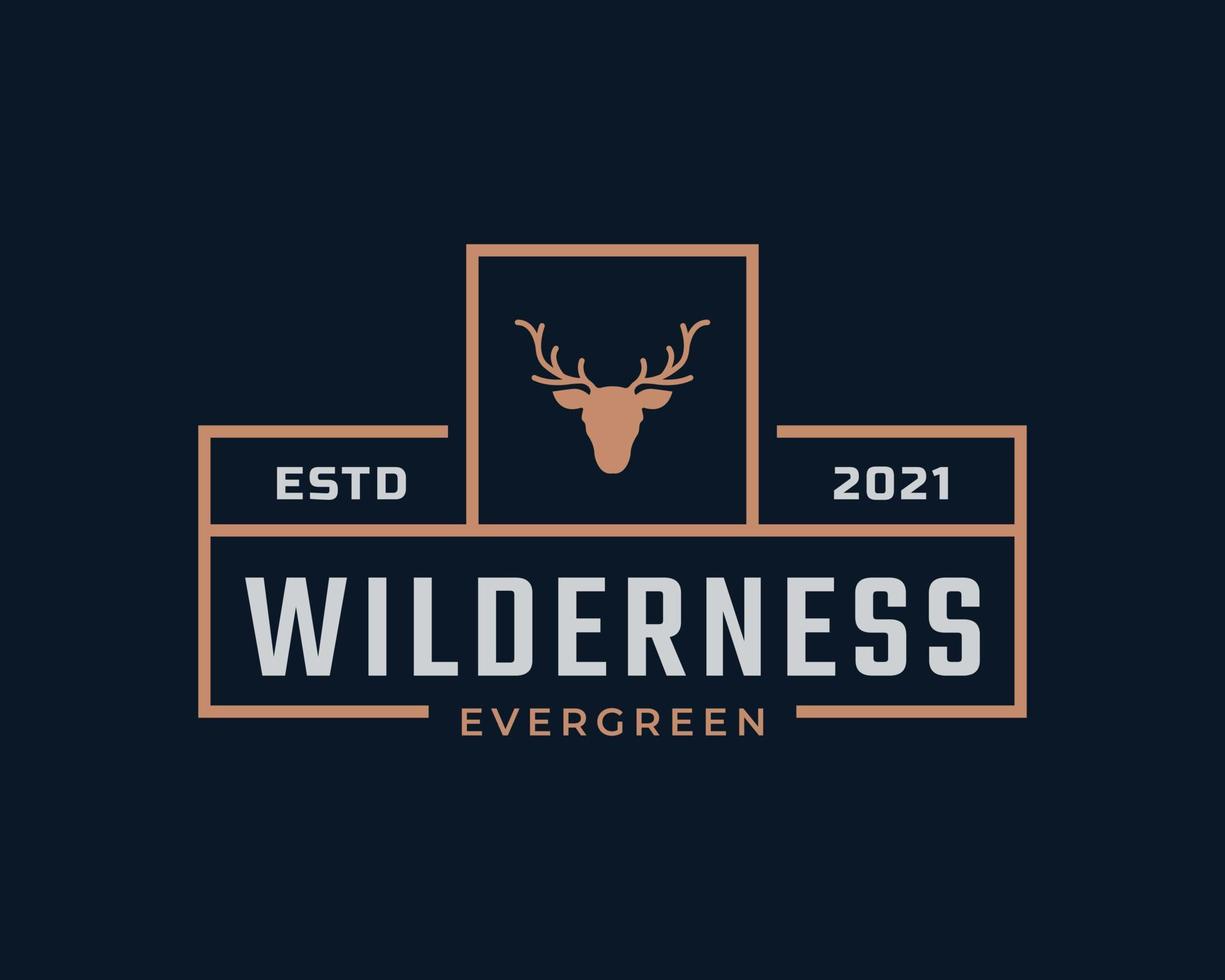 Classic Vintage Retro Label Badge for Deer Reindeer Antler Hunting Logo Design Inspiration vector