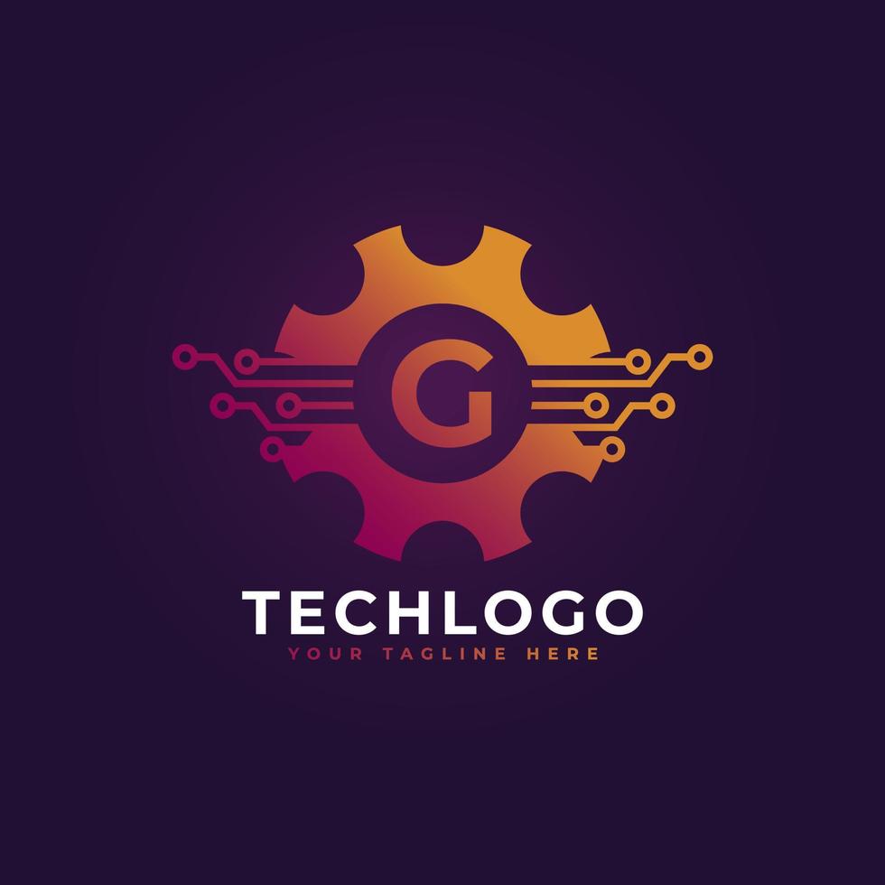 Technology Initial Letter G Gear Logo Design Template Element. vector
