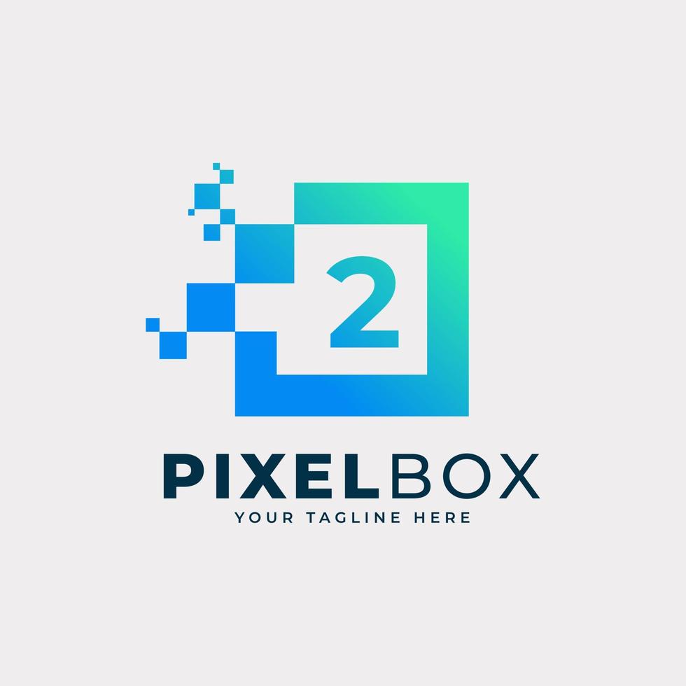 diseño inicial del logotipo de píxel digital número 2. forma geométrica con puntos de píxeles cuadrados. utilizable para logotipos de negocios y tecnología vector