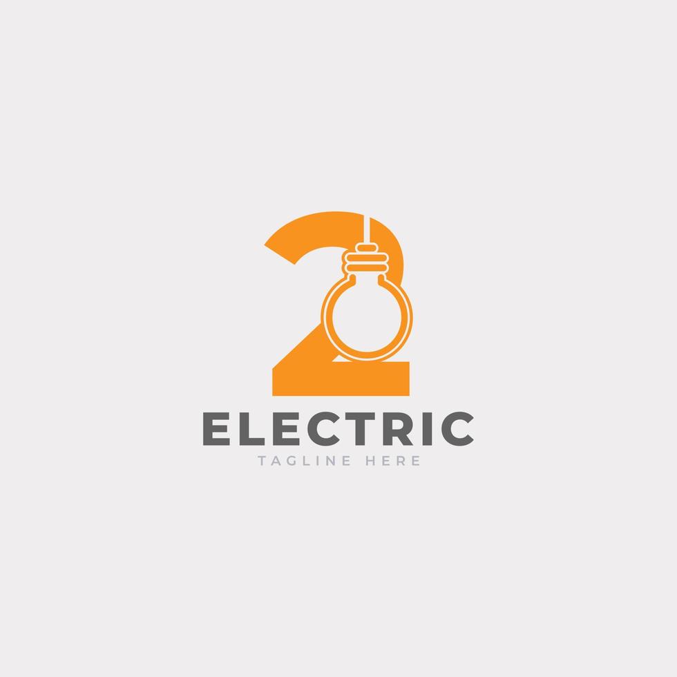 Modern Number 2 Smart Light Bulb Logo Design Vector Graphic Icon Template