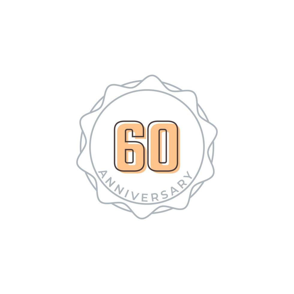 60 Year Anniversary Celebration Vector Badge. Happy Anniversary Greeting Celebrates Template Design Illustration