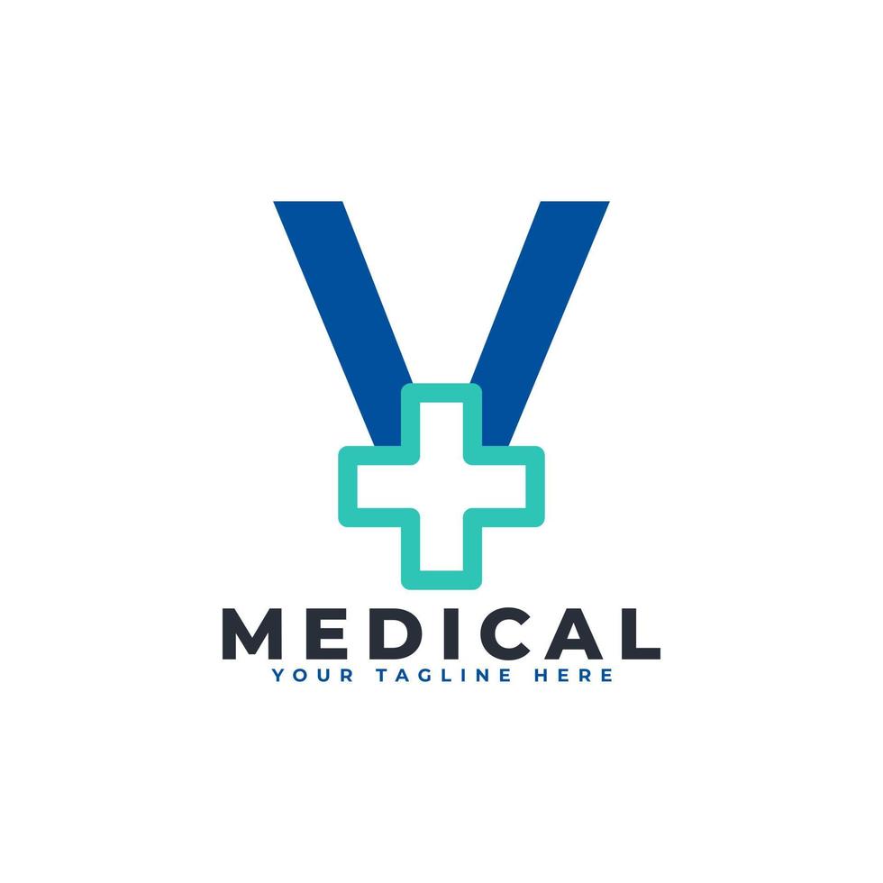 letra v cruz más logotipo. utilizable para logotipos comerciales, científicos, sanitarios, médicos, hospitalarios y naturales. vector