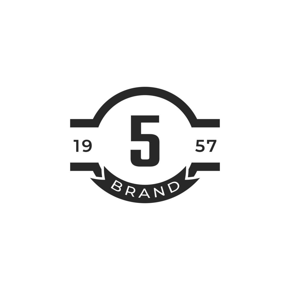 Vintage Insignia Number 5 Logo Design Template Element. Suitable for Identity, Label, Badge, Cafe, Hotel Icon Vector