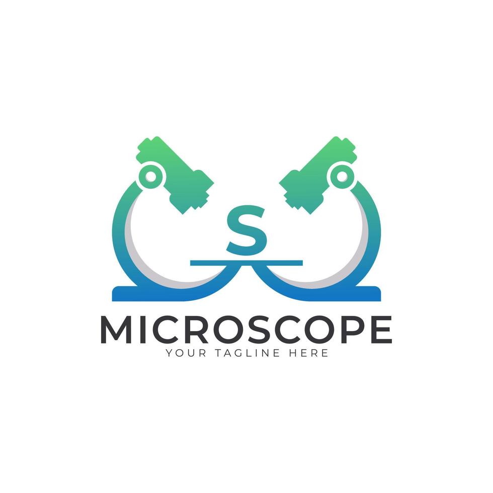 Laboratory Logo. Initial Letter S Microscope Logo Design Template Element. vector