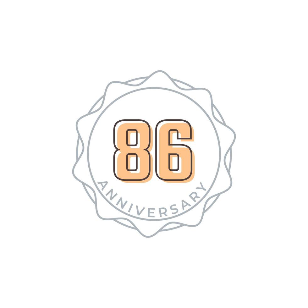 86 Year Anniversary Celebration Vector Badge. Happy Anniversary Greeting Celebrates Template Design Illustration